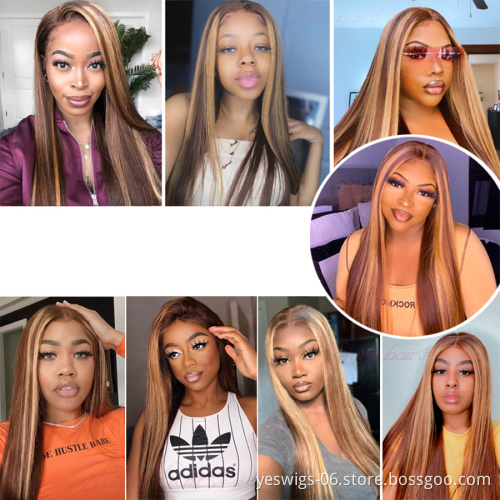 Wholesale Raw Indian Cuticle Aligned  Virgin Human Hair Wigs Highlight Color Full Hd Lace Front Closure Wigs For Black Women
